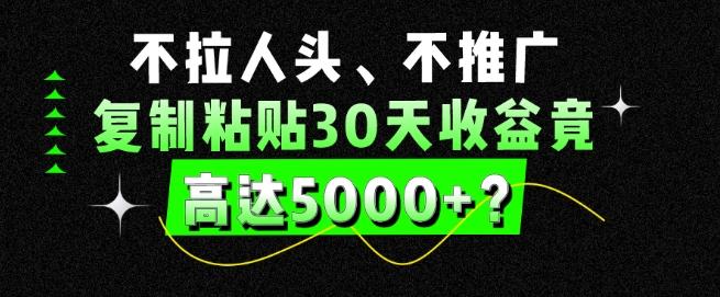 不拉人头、不推广，复制粘贴30天收益竟高达5000+？-指尖网