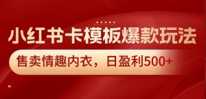 小红书卡模板爆款玩法，售卖情趣内衣，日盈利500+【揭秘】-指尖网