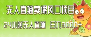 2024最新玩法无人直播卖课风口项目，全天无人直播，小白轻松上手【揭秘】-指尖网