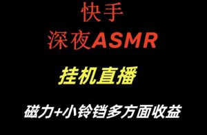 快手深夜ASMR挂机直播，磁力+小铃铛收益(附带工具和5G素材)【揭秘】-指尖网