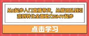 从0起步入门直播带货，​从搭团队到引流到转化全面助力GMV起步-指尖网