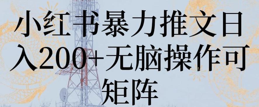 小红书暴力推文日入200+无脑操作可矩阵【揭秘】-指尖网