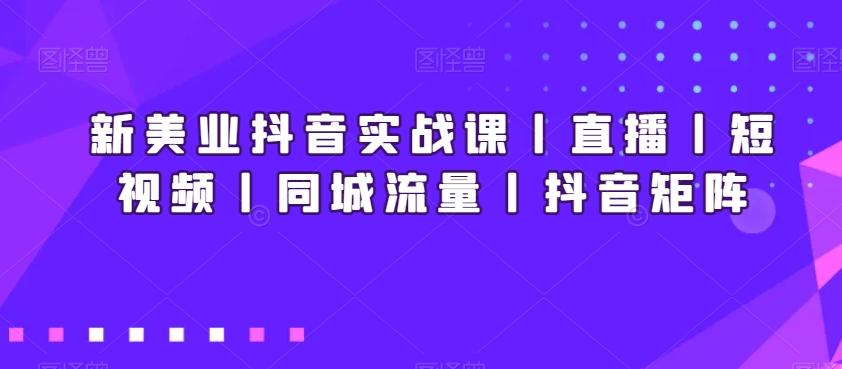 新美业抖音实战课丨直播丨短视频丨同城流量丨抖音矩阵-指尖网