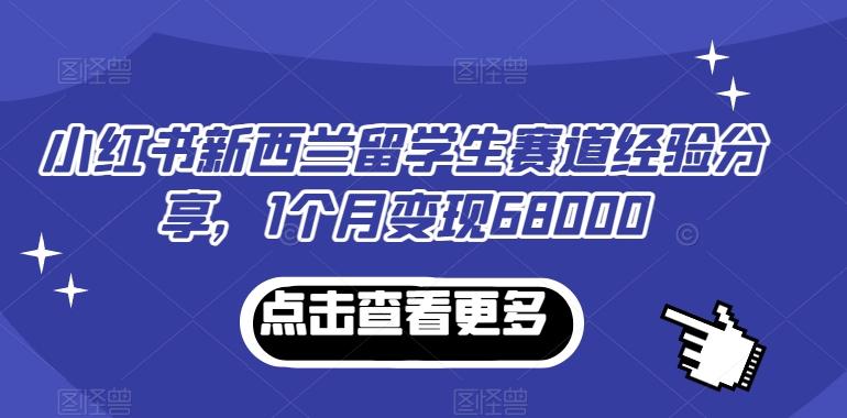 小红书新西兰留学生赛道经验分享，1个月变现68000【揭秘】-指尖网