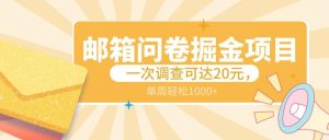 邮箱问卷掘金项目，一次调查可达20元，可矩阵放大，一周轻松1000+-指尖网