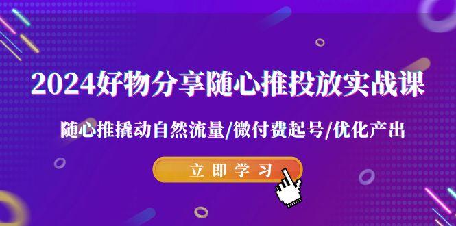 2024好物分享-随心推投放实战课 随心推撬动自然流量/微付费起号/优化产出-指尖网