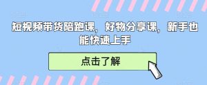 短视频带货陪跑课，好物分享课，新手也能快速上手-指尖网