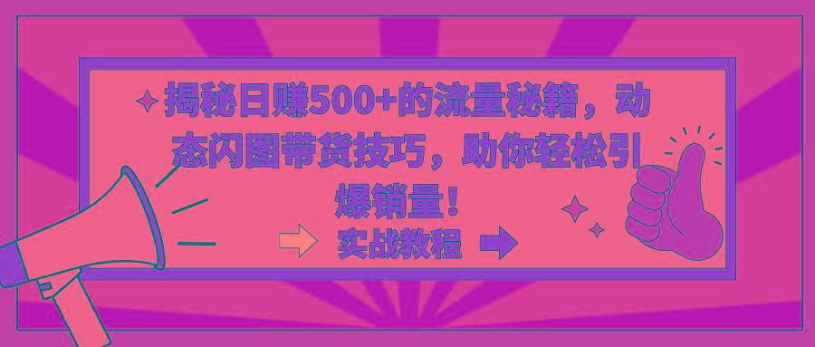 揭秘日赚500+的流量秘籍，动态闪图带货技巧，助你轻松引爆销量！-指尖网