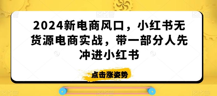 2024新电商风口，小红书无货源电商实战，带一部分人先冲进小红书-指尖网