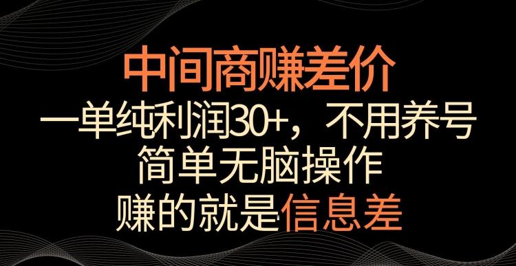 中间商赚差价，一单纯利润30+，简单无脑操作，赚的就是信息差，轻轻松松日入1000+【揭秘】-指尖网