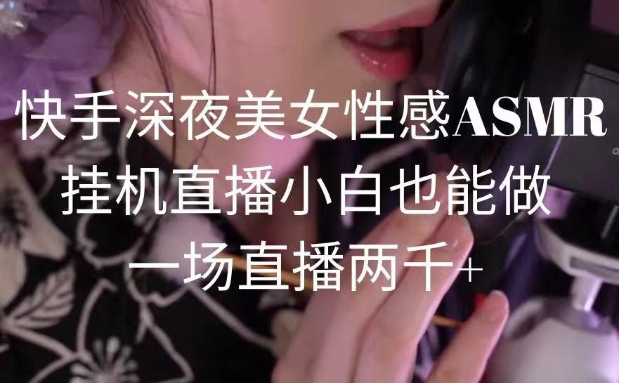 快手深夜美女性感ASMR挂机直播，小白也能做，一场直播两千+-指尖网