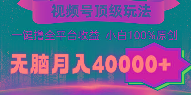 (9281期)视频号顶级玩法，无脑月入40000+，一键撸全平台收益，纯小白也能100%原创-指尖网