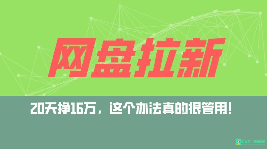 网盘拉新+私域全自动玩法，0粉起号，小白可做，当天见收益，已测单日破5000-指尖网