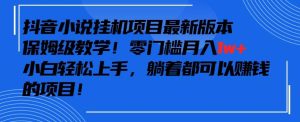 抖音最新小说挂机项目，保姆级教学，零成本月入1w+，小白轻松上手【揭秘】-指尖网