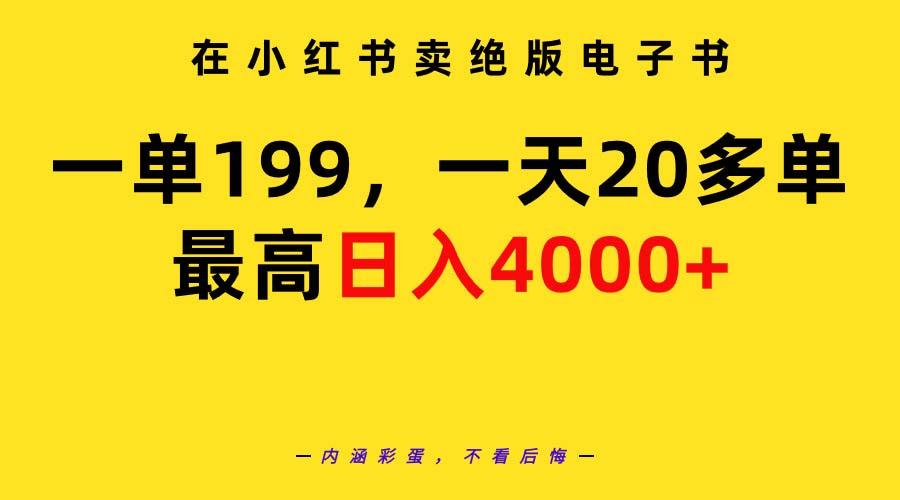 (9401期)在小红书卖绝版电子书，一单199 一天最多搞20多单，最高日入4000+教程+资料-指尖网