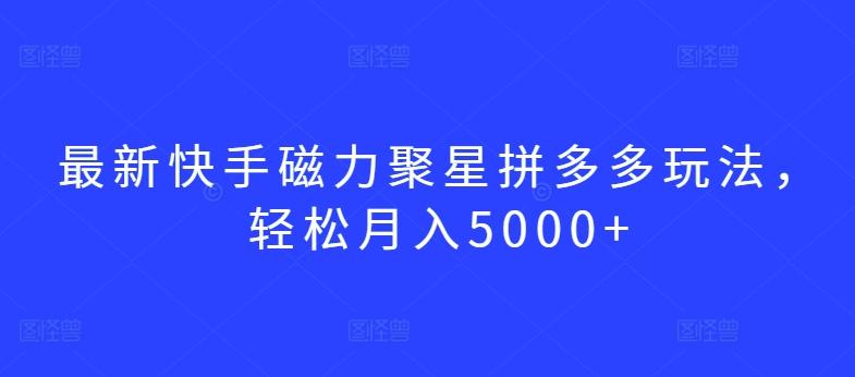 最新快手磁力聚星拼多多玩法，轻松月入5000+【揭秘】-指尖网