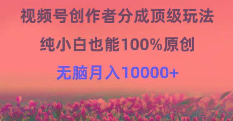 (9608期)视频号创作者分成顶级玩法，纯小白也能100%原创，无脑月入10000+-指尖网