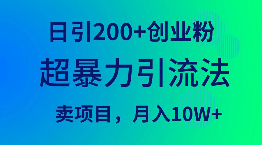 (9654期)超暴力引流法，日引200+创业粉，卖项目月入10W+-指尖网