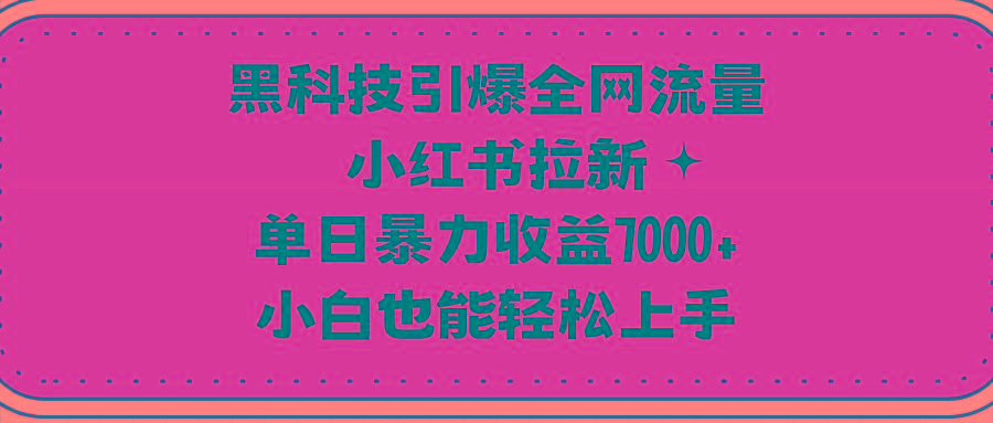 (9679期)黑科技引爆全网流量小红书拉新，单日暴力收益7000+，小白也能轻松上手-指尖网