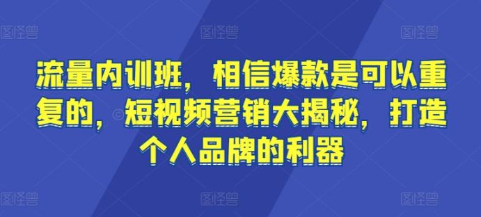 流量内训班，相信爆款是可以重复的，短视频营销大揭秘，打造个人品牌的利器-指尖网