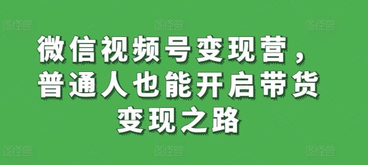 微信视频号变现营，普通人也能开启带货变现之路-指尖网