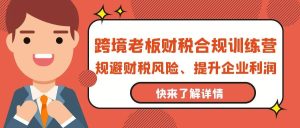 (9838期)跨境老板-财税合规训练营，规避财税风险、提升企业利润-指尖网