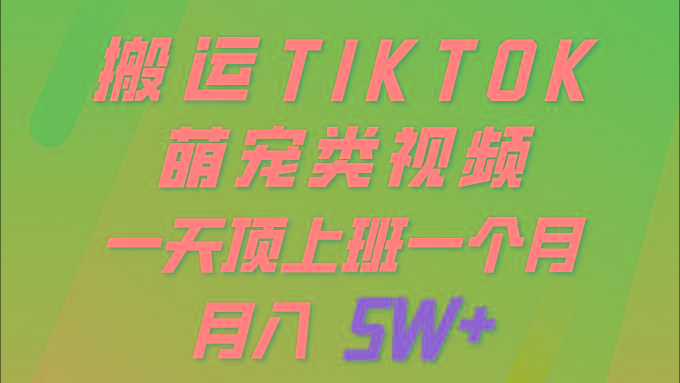 (9931期)一键搬运TIKTOK萌宠类视频 一部手机即可操作 所有平台均可发布 轻松月入5W+-指尖网