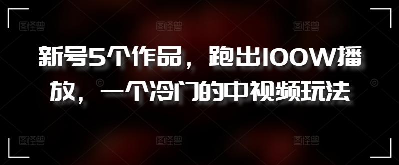 新号5个作品，跑出100W播放，一个冷门的中视频玩法【揭秘】-指尖网