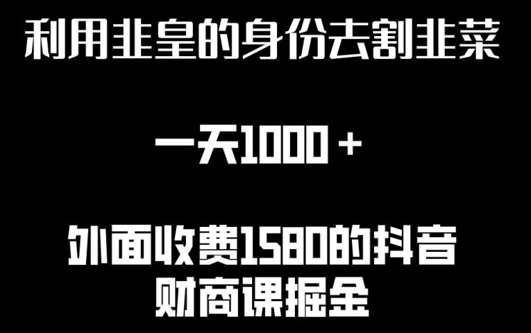 利用非皇的身份去割韭菜，一天1000+(附详细资源)【揭秘】-指尖网