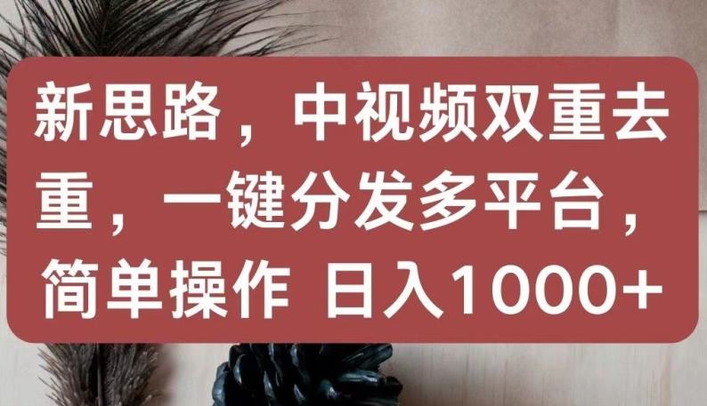 新思路，中视频双重去重，一键分发多平台，简单操作，日入1000+【揭秘】-指尖网