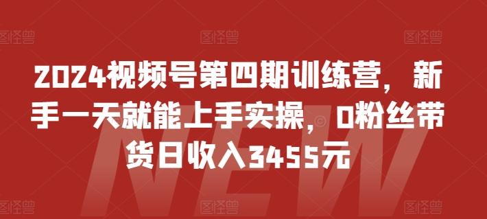 2024视频号第四期训练营，新手一天就能上手实操，0粉丝带货日收入3455元-指尖网