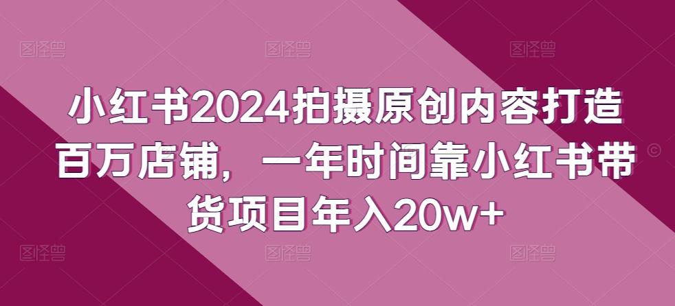 小红书2024拍摄原创内容打造百万店铺，一年时间靠小红书带货项目年入20w+-指尖网