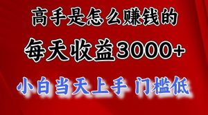 高手是怎么赚钱的，一天收益3000+ 这是穷人逆风翻盘的一个项目，非常稳...-指尖网