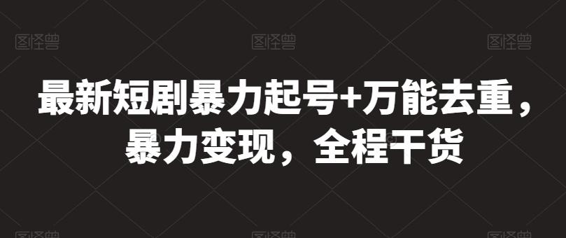 最新短剧暴力起号+万能去重，暴力变现，全程干货【揭秘】-指尖网