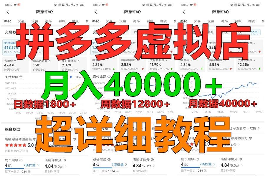 拼多多虚拟电商训练营月入40000+，全网最详细，你做你也行，暴利稳定长久-指尖网