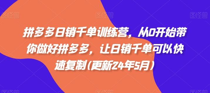 拼多多日销千单训练营，从0开始带你做好拼多多，让日销千单可以快速复制(更新24年5月)-指尖网