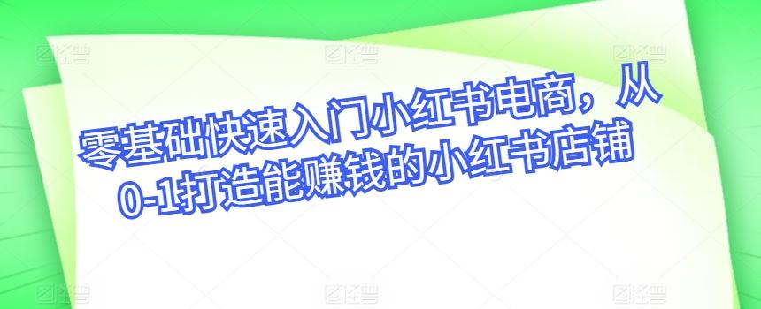 零基础快速入门小红书电商，从0-1打造能赚钱的小红书店铺-指尖网