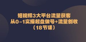 短视频3大平台流量获客：从0-1实操起盘做号+流量创收(18节课)-指尖网