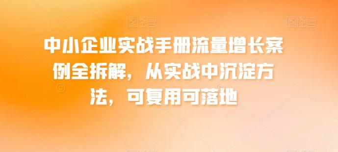 中小企业实战手册流量增长案例全拆解，从实战中沉淀方法，可复用可落地-指尖网