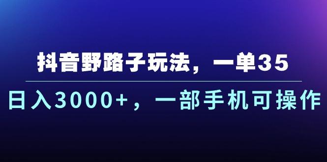 抖音野路子玩法，一单35.日入3000+，一部手机可操作-指尖网