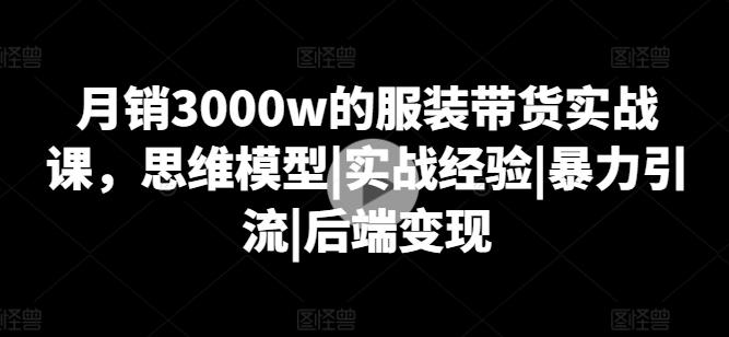 月销3000w的服装带货实战课，思维模型|实战经验|暴力引流|后端变现-指尖网