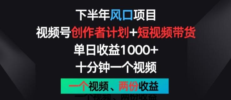 下半年风口项目，视频号创作者计划+视频带货，一个视频两份收益，十分钟一个视频【揭秘】-指尖网