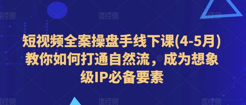 短视频全案操盘手线下课(4-5月)教你如何打通自然流，成为想象级IP必备要素-指尖网