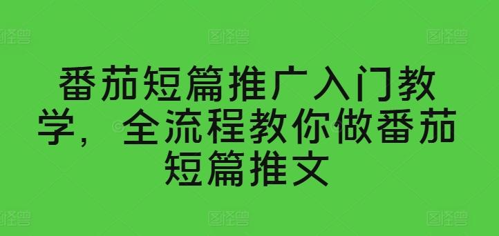 番茄短篇推广入门教学，全流程教你做番茄短篇推文-指尖网