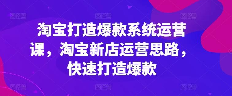 淘宝打造爆款系统运营课，淘宝新店运营思路，快速打造爆款-指尖网