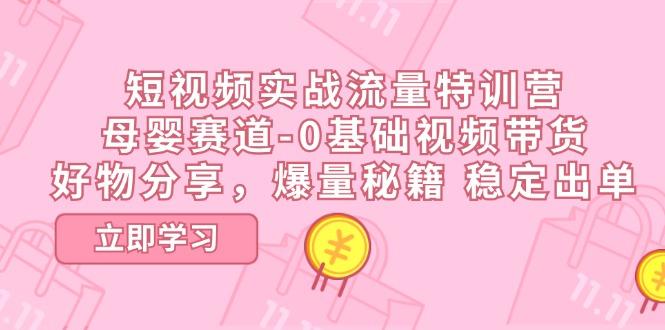 短视频实战流量特训营，母婴赛道-0基础带货，好物分享，爆量秘籍 稳定出单-指尖网