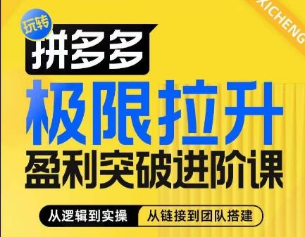 拼多多极限拉升盈利突破进阶课，​从算法到玩法，从玩法到团队搭建，体系化系统性帮助商家实现利润提升-指尖网