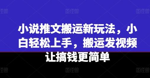 小说推文搬运新玩法，小白轻松上手，搬运发视频让搞钱更简单-指尖网