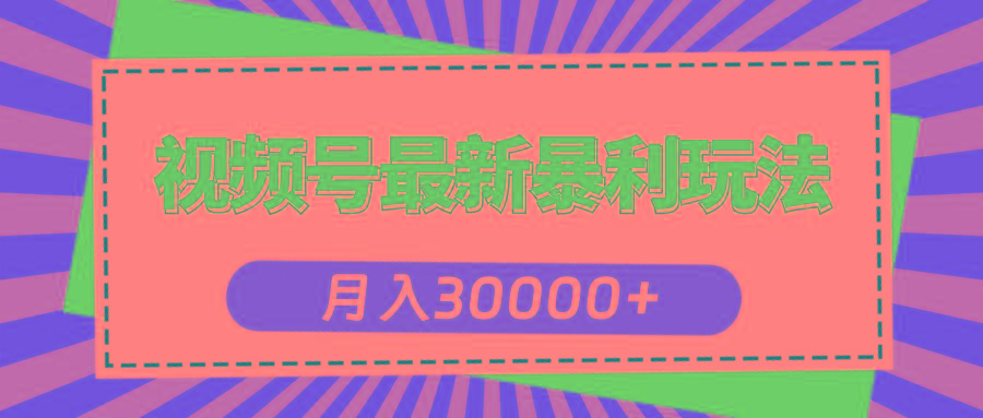 视频号最新暴利玩法，轻松月入30000+-指尖网