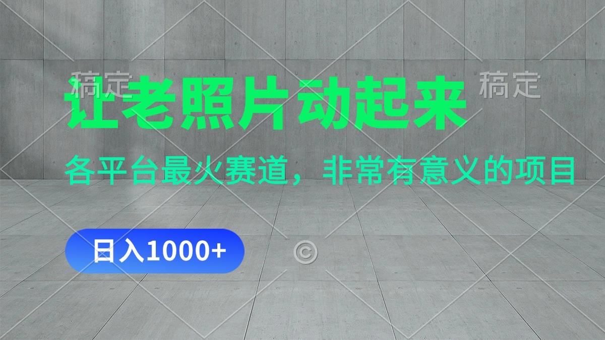 让老照片动起来，一天变现1000+，各平台最火赛道，看完就会-指尖网